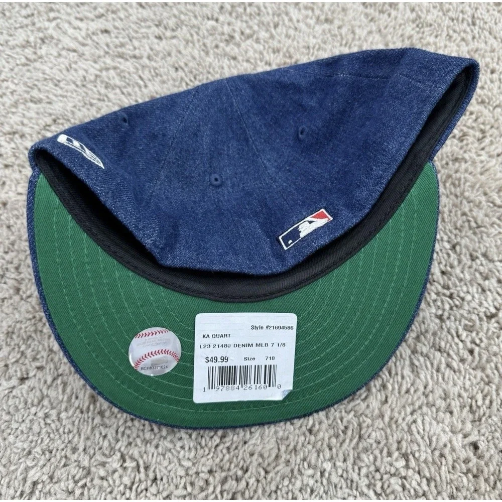 Los Angeles Dodgers Hat Fitted 7 1/8 New Era Denim Script 1980 All-Star Game Cap